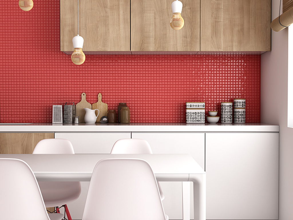 Červená kuchyňská mozaika ze série COLORS