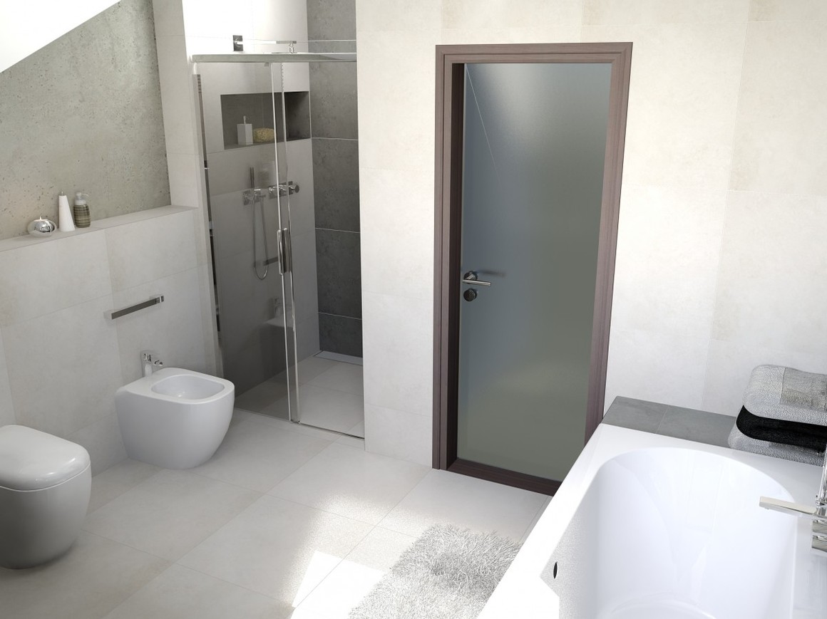 Grafický návrh koupelny s moderní imitací