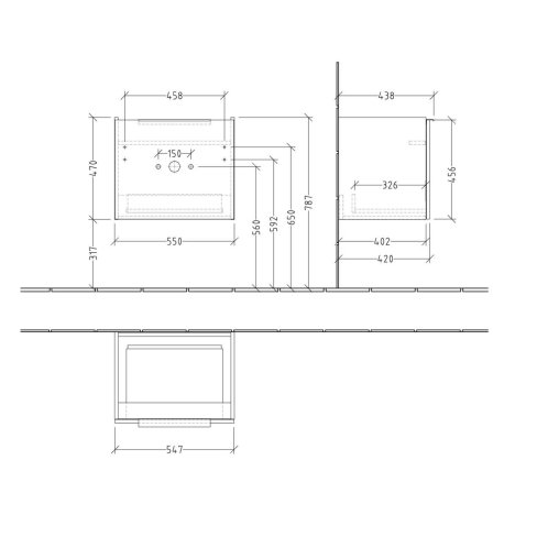 Villeroy & Boch Architectura - Umyvadlová skříňka, 55x47x44 cm, 1 zásuvka, bílá B88700VS