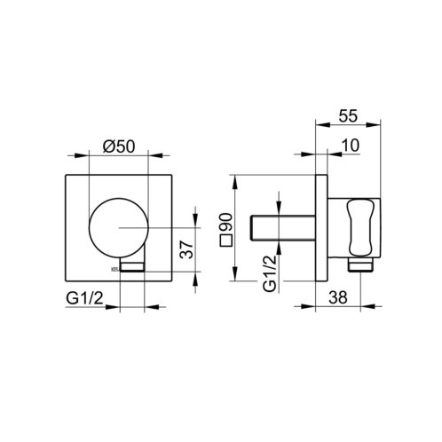 Keuco IXMO - Nástěnné kolínko s držákem, nerez 59592060002