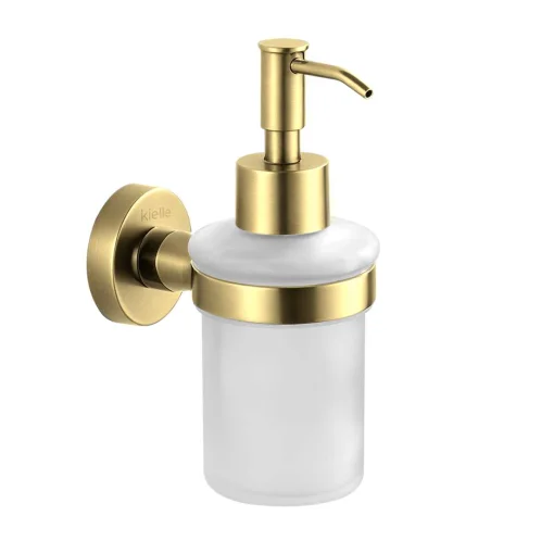 kielle Oudee - Dávkovač mýdla s držákem, matné sklo/brushed gold 40102036
