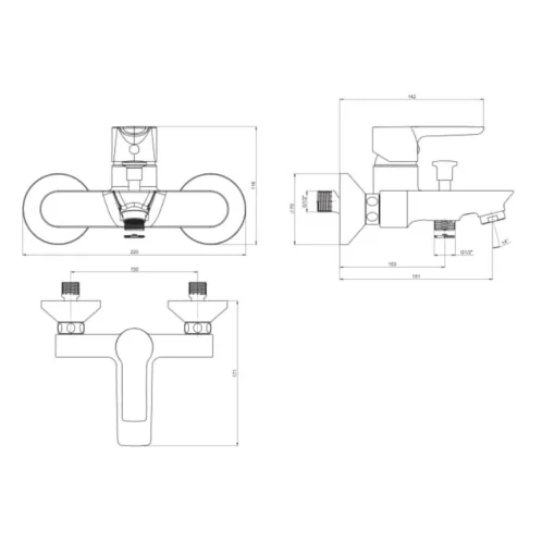 Jika Ponta Style - Vanová baterie, chrom H3212H70044001