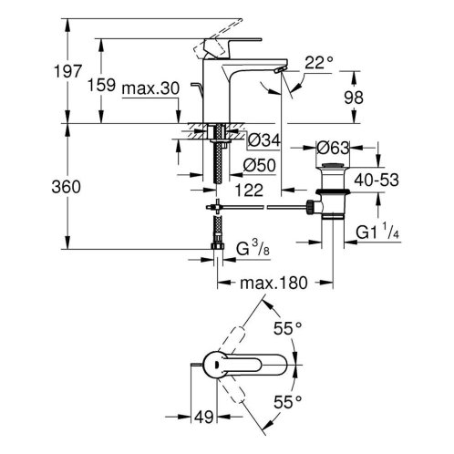 Grohe Get - Umyvadlová baterie s výpustí, chrom 23454000