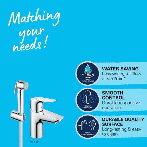Grohe Start Edge - Umyvadlová baterie s bidetovou sprškou, chrom 23773001