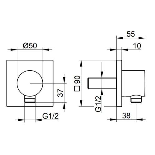Keuco IXMO - Nástěnné kolínko, černý chrom kartáčovaný 59547130002