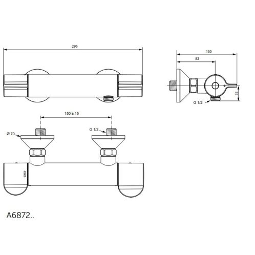 Ideal Standard Ceraplus II - Termostatická sprchová baterie, chrom A6872AA