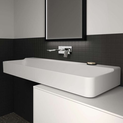 Ideal Standard Conca Ceram - Dvojumyvadlo na desku 120x45 cm, bez přepadu, bez otvoru pro baterie, bílá T384501