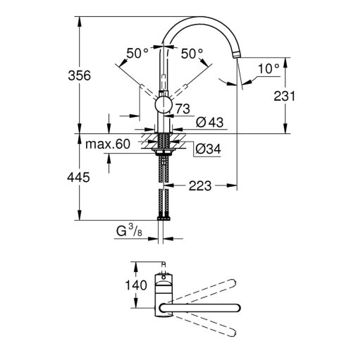 Grohe Minta - Dřezová baterie, kartáčovaný Cool Sunrise 32917GN0