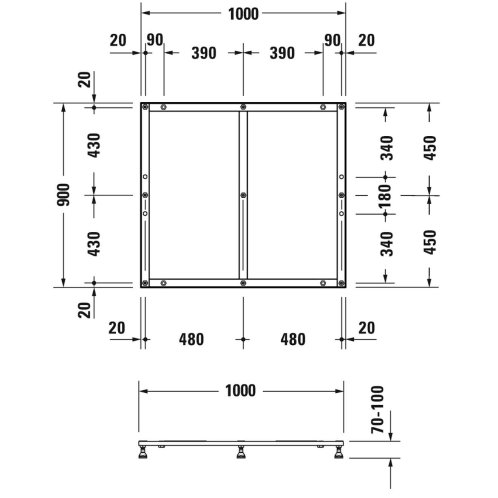 Duravit - Podpora sprchové vaničky 1000x900 mm 791381000000000