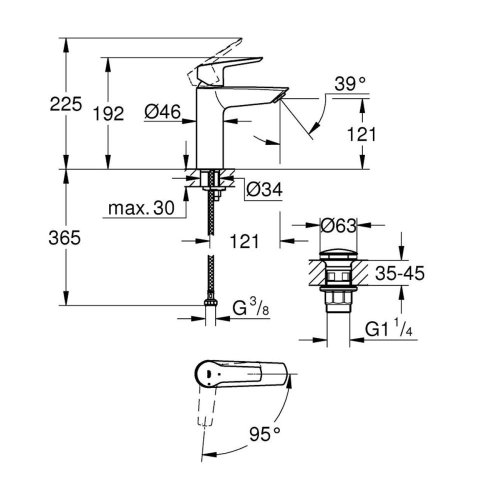 Grohe QuickFix Start - Umyvadlová baterie s výpustí Push-Open, studený start, chrom 23746002