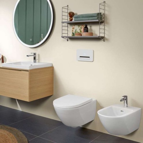 Villeroy & Boch Subway 3.0 - Závěsný bidet 560x375 mm, s přepadem, otvor pro baterii, CeramicPlus, alpská bílá 447000R1