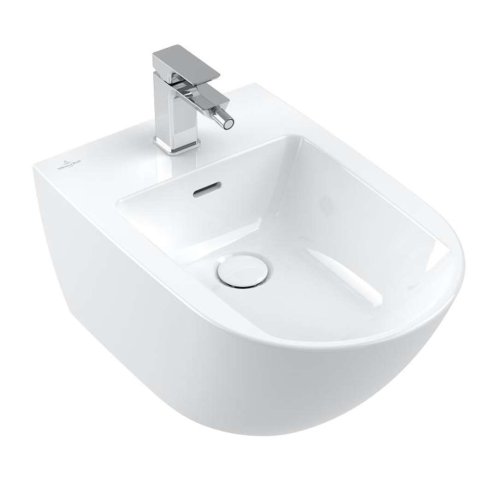 Villeroy & Boch Subway 3.0 - Závěsný bidet 560x375 mm, s přepadem, otvor pro baterii, CeramicPlus, alpská bílá 447000R1