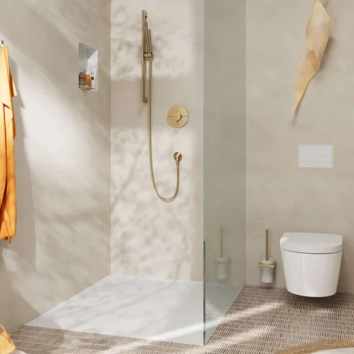Hansgrohe AddStoris - WC štětka nástěnná, matné sklo/kartáčovaný bronz 41752140