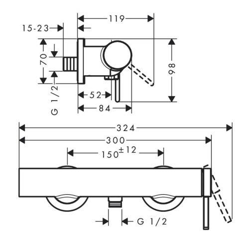 Hansgrohe Finoris - Sprchová baterie, matná černá 76620670