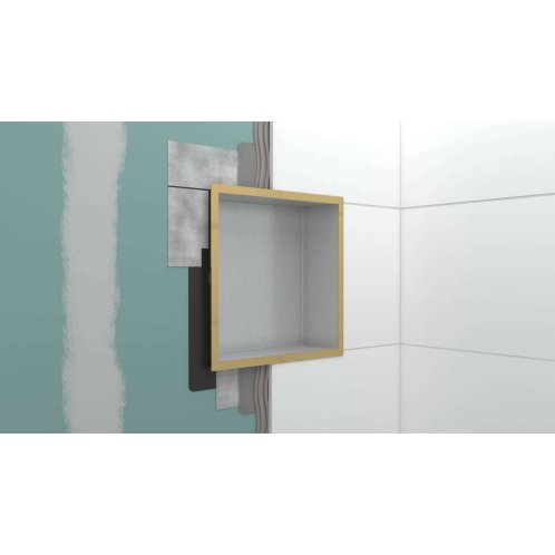 Hansgrohe XtraStoris Individual - Výklenek do stěny s designovým rámem, 30x15x10 cm, kartáčovaná nerez/vzhled zlata 56094990