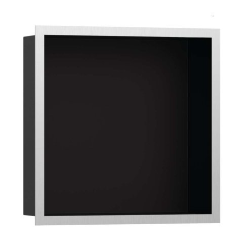 Hansgrohe XtraStoris Individual - Výklenek do stěny s designovým rámem, 30x30x10 cm, matná černá/kartáčovaná nerez 56098800