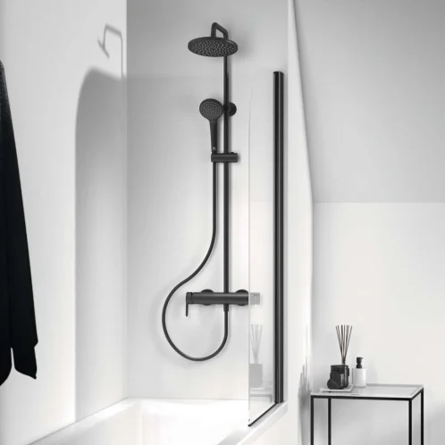 Ideal Standard Cerafine O - Sprchový set s baterií, průměr 20 cm, 1 proud, černá BC750XG