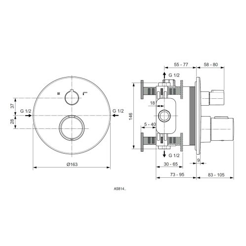 Ideal Standard CeraTherm - Termostatická vanová baterie pod omítku, černá A5814XG