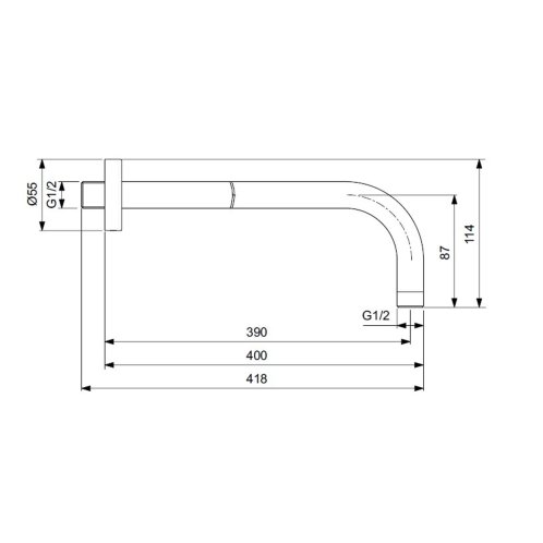 Ideal Standard ALU+ - Sprchové rameno, 40 cm, hedvábná černá B9445XG