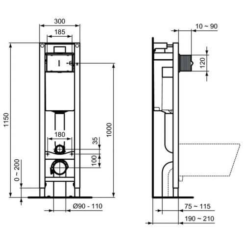 Ideal Standard ProSys - Předstěnová instalace ECO M pro závěsné WC E233267