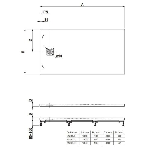 Laufen Pro - Sprchová vanička 130x90 cm, bílá H2159580000001