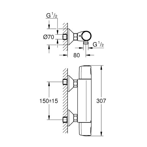 Grohe Precision Trend - Termostatická sprchová baterie, chrom 34229002