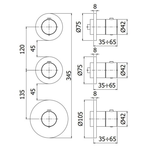 Paffoni Modular Box - Termostatická baterie pod omítku, pro 2 spotřebiče, kartáčovaná zlatá MDE018HGSP