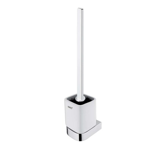 Nimco Nikau - WC štětka nástěnná s držákem, bílá keramika/chrom NK 30094KN-HR-26