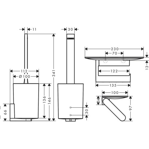 Hansgrohe WallStoris - Set doplňků pro WC, matná bílá 27969700