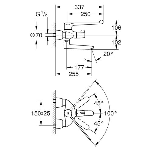 Grohe Grohtherm Special - Termostatická lékařská baterie, chrom 34020001