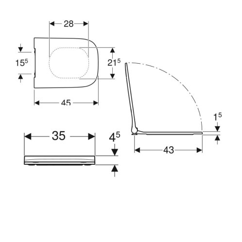 Geberit Smyle Square - WC sedátko, bílá 500.239.01.1
