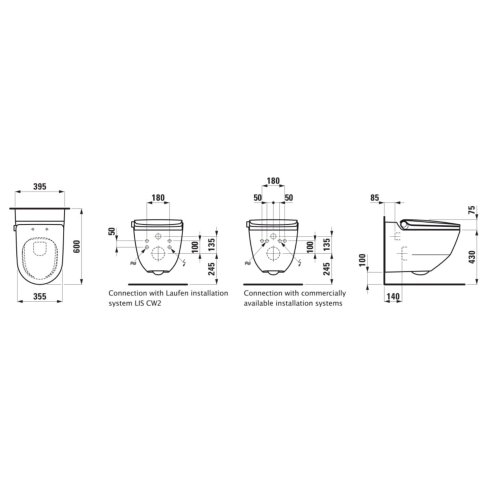 Laufen Cleanet Riva - Elektronický bidet s keramikou, Rimless, SoftClose, LCC, černá H8206910200001