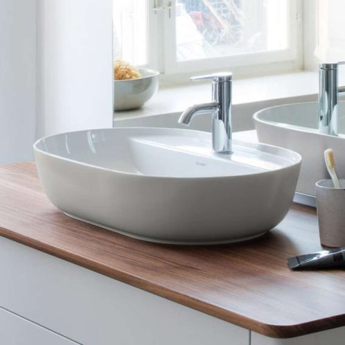 Duravit Luv - Umyvadlo na desku, 60x40 cm, bez přepadu, s otvorem pro baterii, WonderGliss, bílá/matná šedá 03806023001