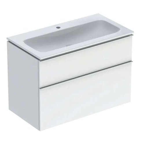 Geberit iCon - Skříňka s umyvadlem, 90x63x48 cm, lesklá bílá 502.337.01.2