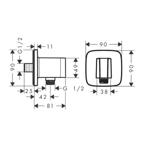 Hansgrohe Fixfit - Sprchové kolínko s držákem, chrom 26887000