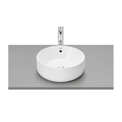 Roca The Gap - Umyvadlo na desku, průměr 39 cm, s přepadem, bez otvoru pro baterii, bílá A3270MJ000