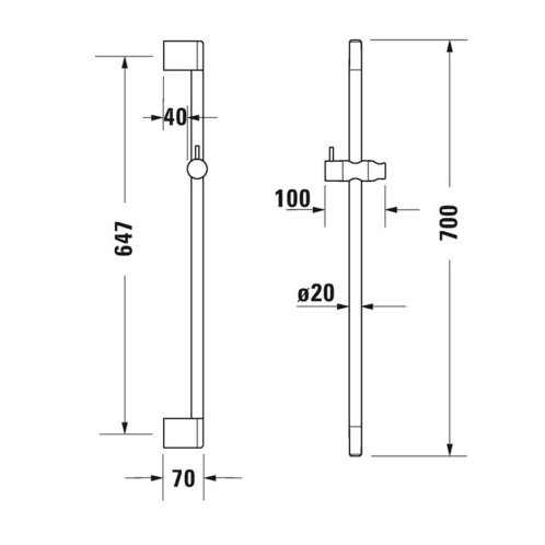 Duravit - Sprchová tyč 70 cm, matná černá UV0600003046