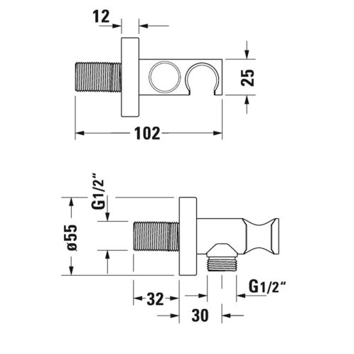 Duravit - Sprchové kolínko s držákem, chrom UV0630009010