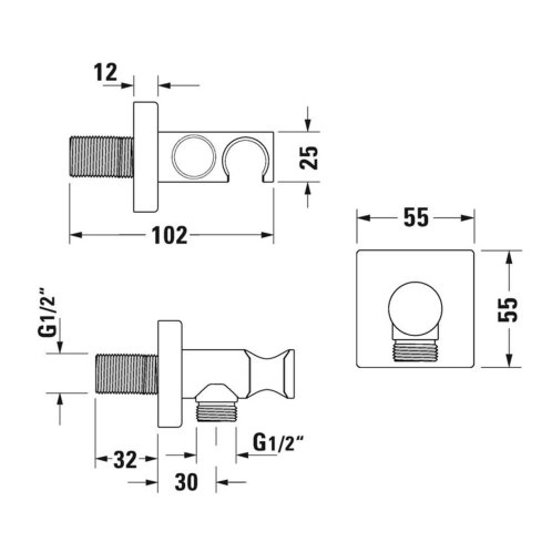 Duravit - Sprchové kolínko s držákem, matná černá UV0630010046