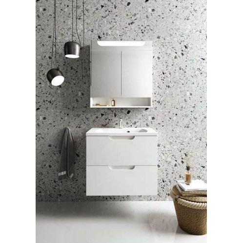 Ravak Classic II - Zrcadlová skříňka s LED osvětlením, 80x14x76 cm, 2 dvířka, lesklá bílá X000001471