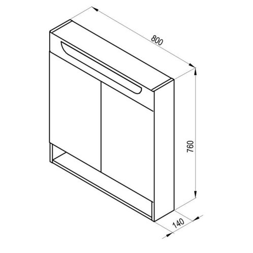 Ravak Classic II - Zrcadlová skříňka s LED osvětlením, 80x14x76 cm, 2 dvířka, lesklá bílá X000001471