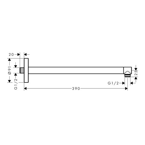 Axor - Sprchové rameno, 39 cm, matná černá 26431670