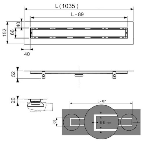 Tece TECEdrainline - Sprchový žlab 100 cm, pro nalepení dlažby, s krytem, nerez 651000
