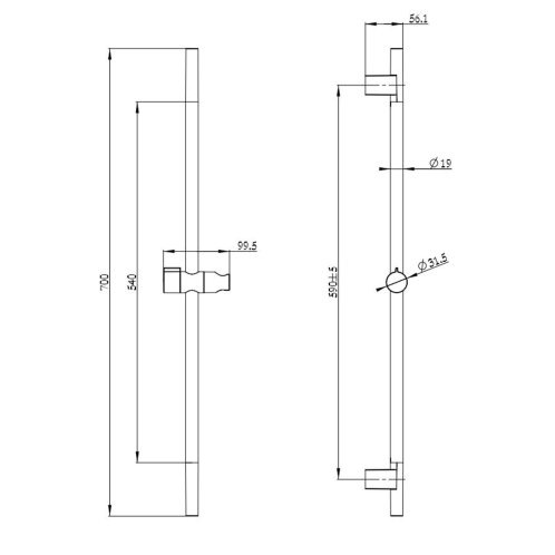 kielle - Sprchová tyč 70 cm, matná černá 20301004