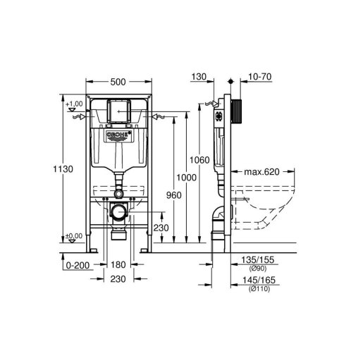 Grohe Rapid SL - Předstěnová instalace pro závěsná WC, výška 1,13 m 39863000