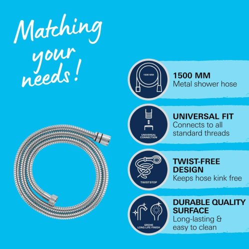 Grohe - Sprchová hadice VitalioFlex Metal Long-Life 1,5 m, chrom 22101000