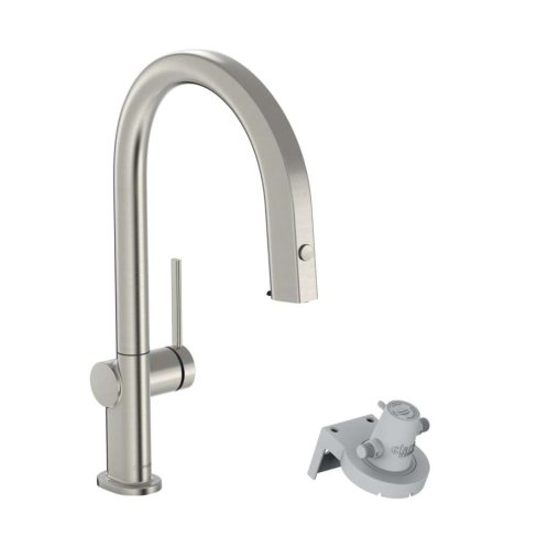 Hansgrohe Aqittura M91 - Dřezová baterie s výsuvnou koncovkou a filtrační hlavicí, sBox, vzhled nerezu 76826800