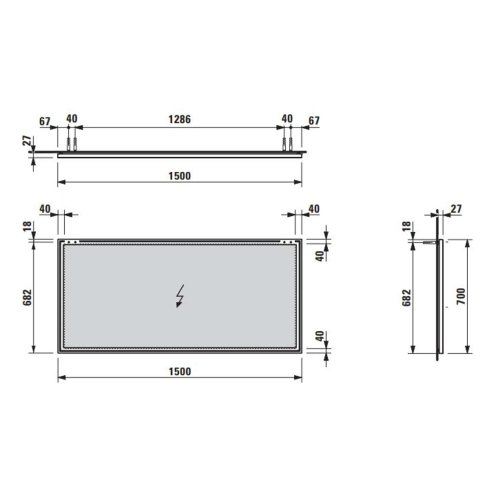 Laufen Frame - Zrcadlo v rámu, 150x70 cm, matná černá H4474099004501
