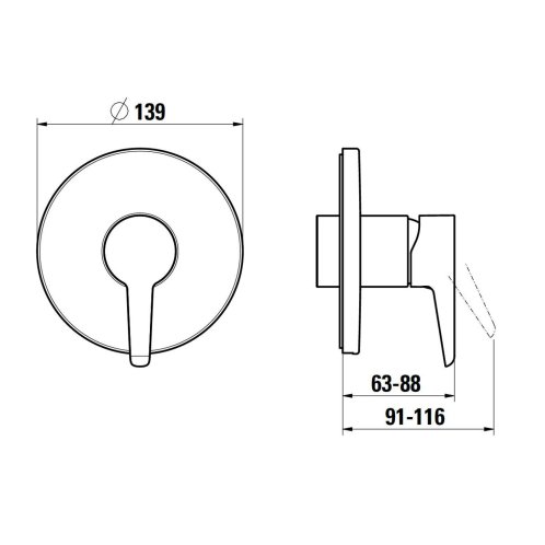 Laufen Pure - Sprchová baterie pod omítku, matná černá HF901778428000