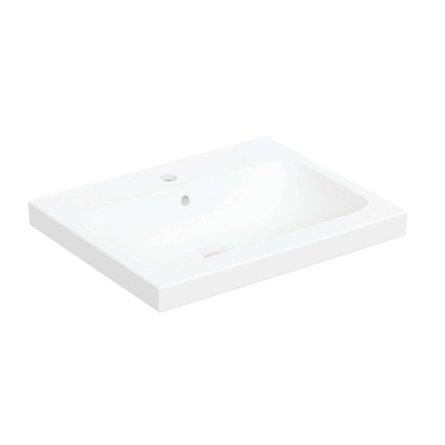 Geberit iCon - Umyvadlo na desku 60x48 cm, s přepadem, otvor pro baterii, matná bílá 501.847.JT.1
